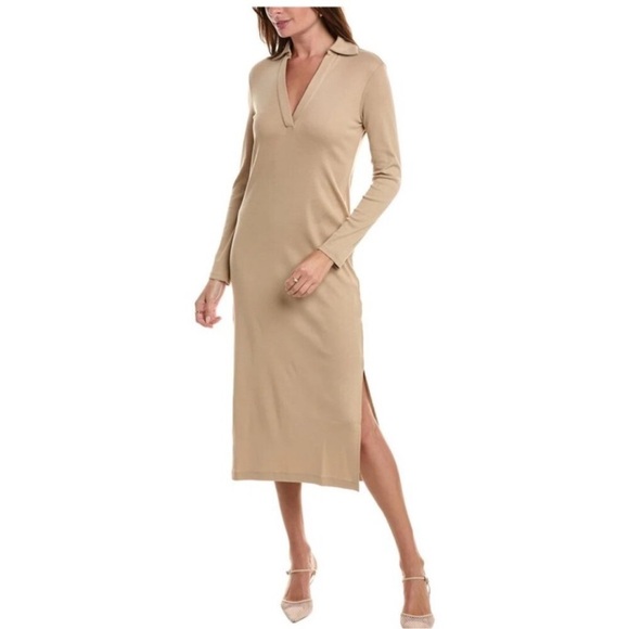 NWOT Vince collar Polo midi long sleeves cotton Sheath Dress sz XS - Picture 1 of 10